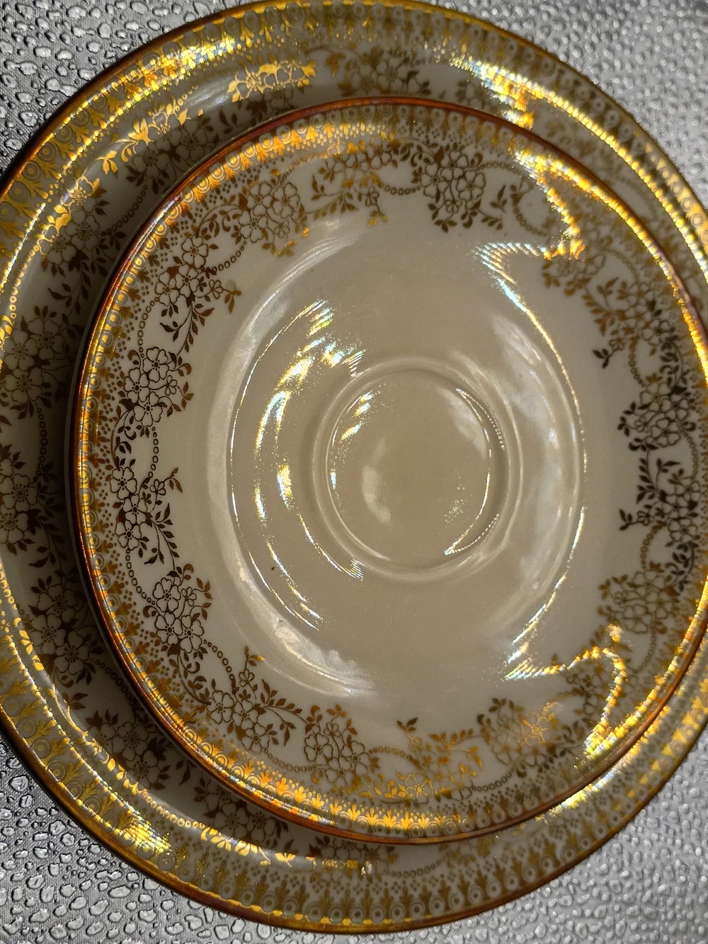 Winterling BavariaCream and Gold Bone China Teacup with Saucer and Dessert Plate